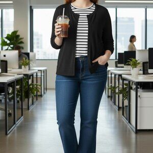 Nue Options Essential Black Button-Front Cardigan, Classic Layering Piece